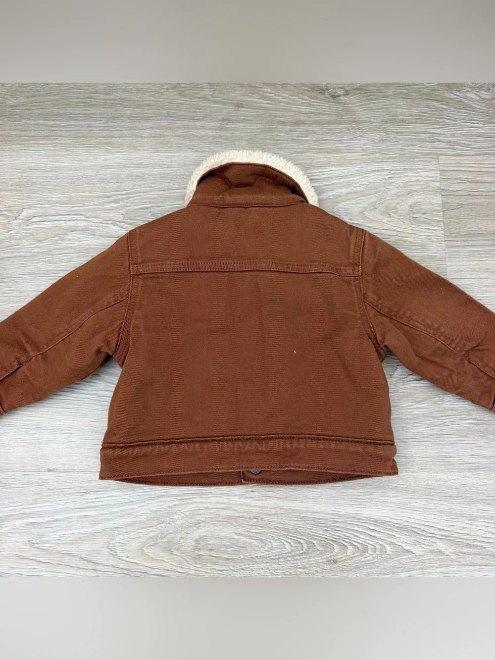 GAP Baby Boy Sherpa-Lined Brown Denim Jacket Size 18-24 months